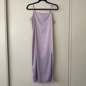 BP. + WILDFANG Square Neck Lavender Satin Slip Dress - Size Small